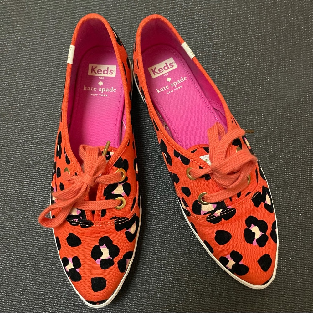 KATE SPADE KEDS ORANGE POINTER ANIMAL SNEAKERS